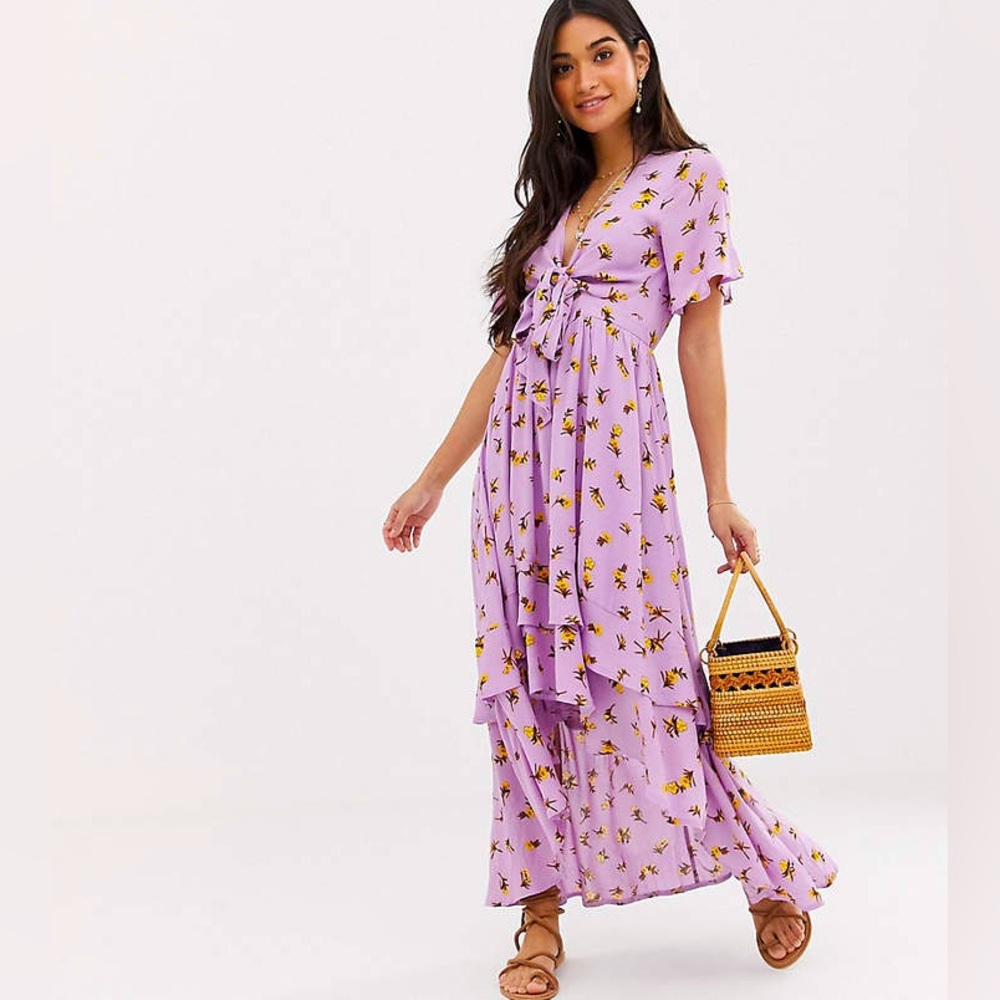 Sisters of the Tribe Lilac Floral Hi Low Dress Cut Out Women’s  UK 14 L/XL US
